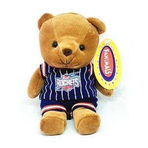 NBA Play By Play Retro 1997 Vintage Animals Houston Rockets Teddy Bear